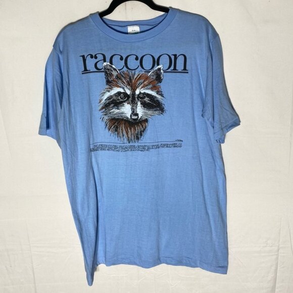 Vintage Tiger Brand Waves Blue Raccoon Graphic Tee T Shirt XL - Picture 16 of 16
